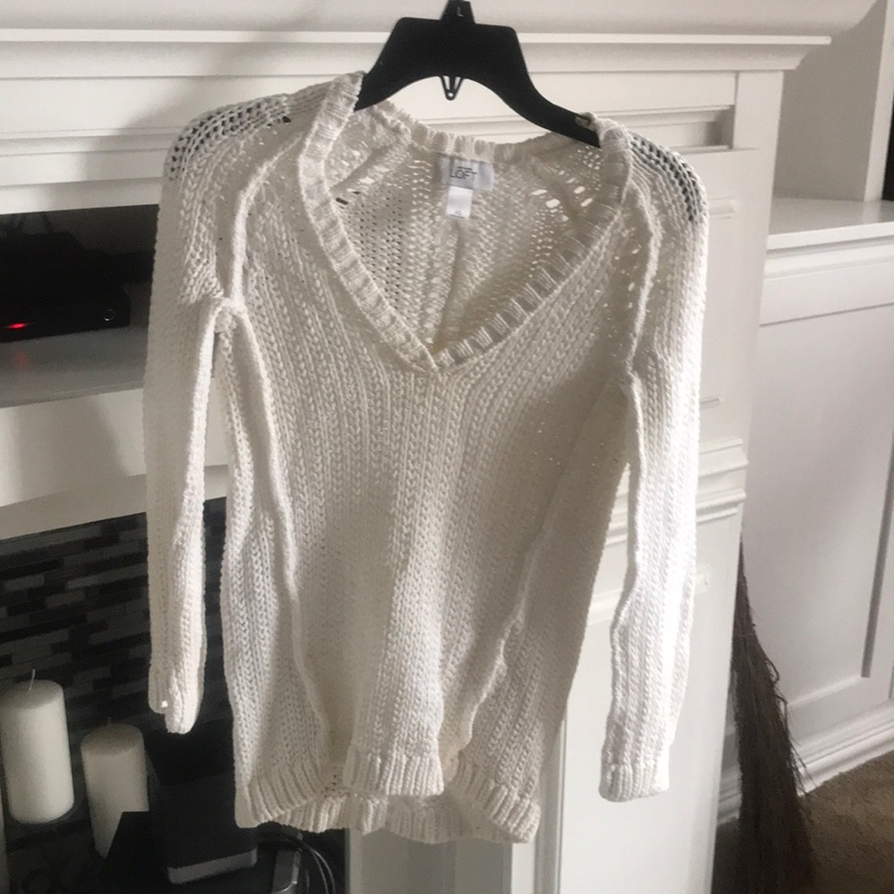 Ann Taylor Loft Comfy Cream White Sweater (XS)